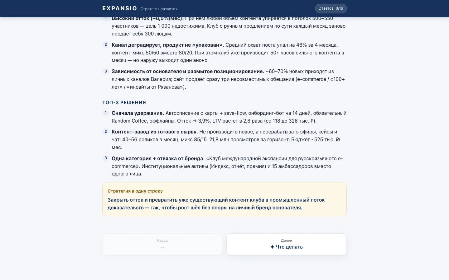 Решения и стратегия в одну строку