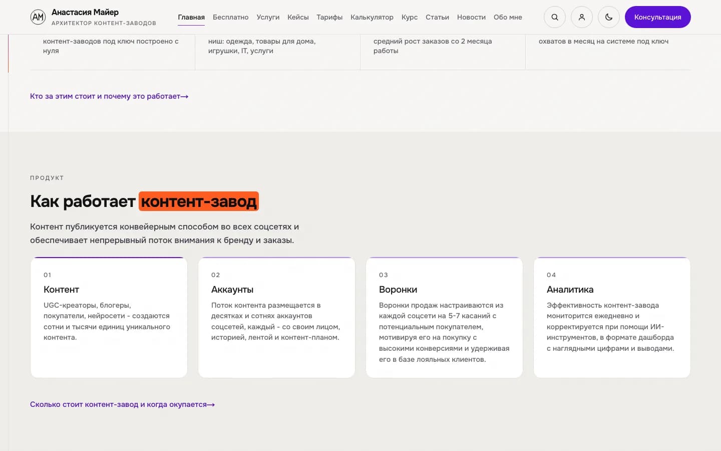Блок «Как работает контент-завод»