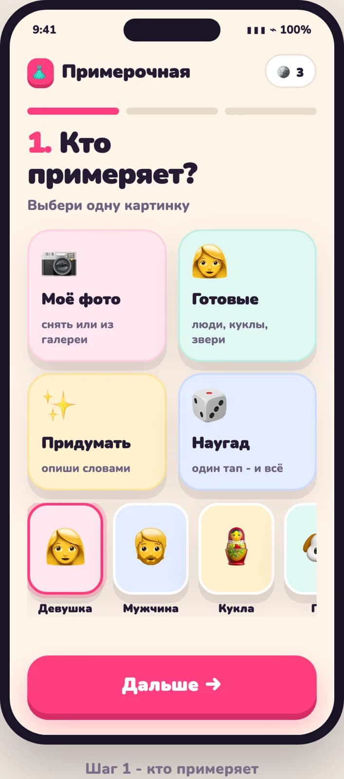 Шаг 1: кто примеряет